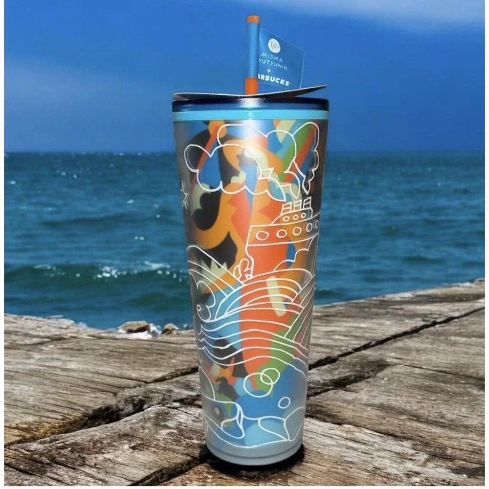 Starbucks Tumbler / Misha Tyutyunik 2025 / 9” / Straw. Lid & Flag